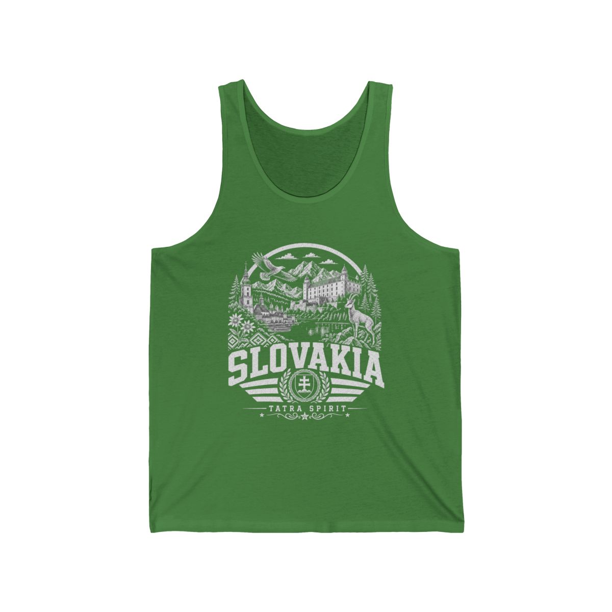 Slovakia vintage landmarks men's tank top — iconic landmark design | Nameshi Destinations (view 9)