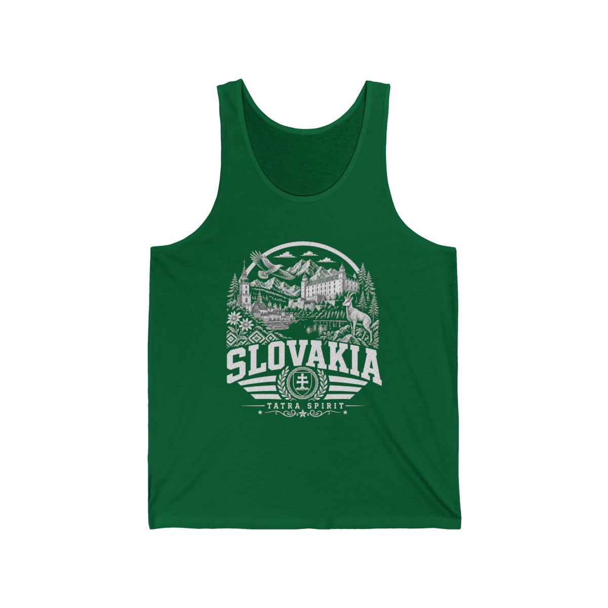 Slovakia vintage landmarks men's tank top — iconic landmark design | Nameshi Destinations (view 7)