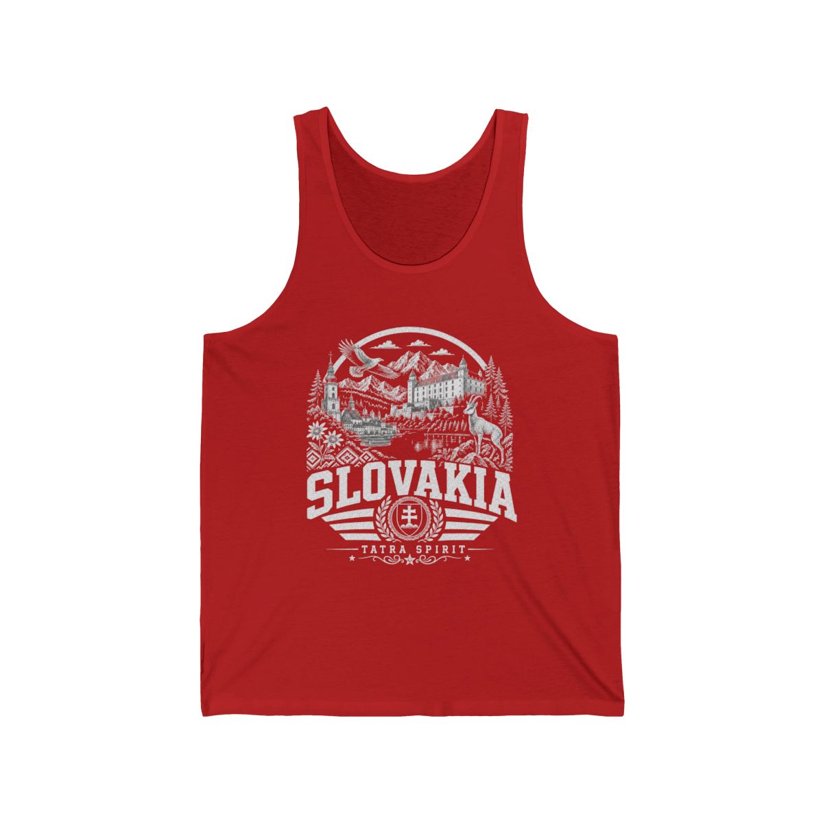 Slovakia vintage landmarks men's tank top — iconic landmark design | Nameshi Destinations (view 11)