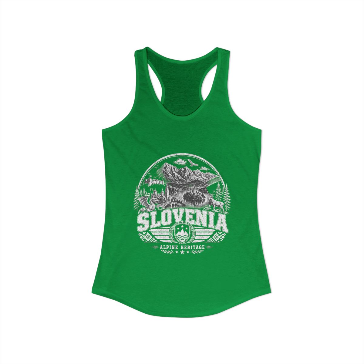 Slovenia vintage landmarks tank top — iconic landmark design | Nameshi Destinations (view 7)