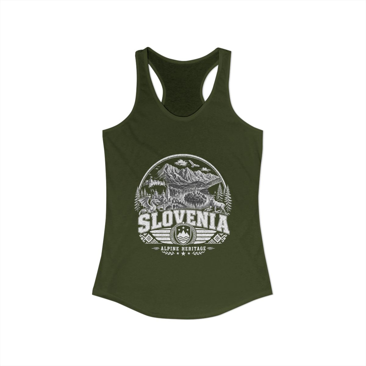 Slovenia vintage landmarks tank top — iconic landmark design | Nameshi Destinations (view 11)