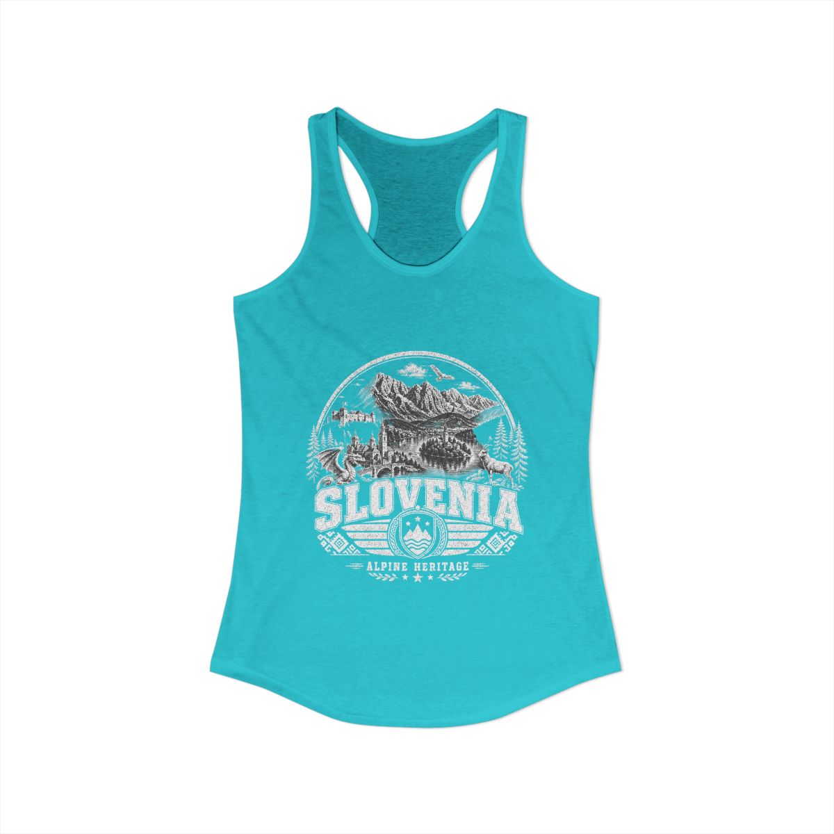 Slovenia vintage landmarks tank top — iconic landmark design | Nameshi Destinations (view 21)