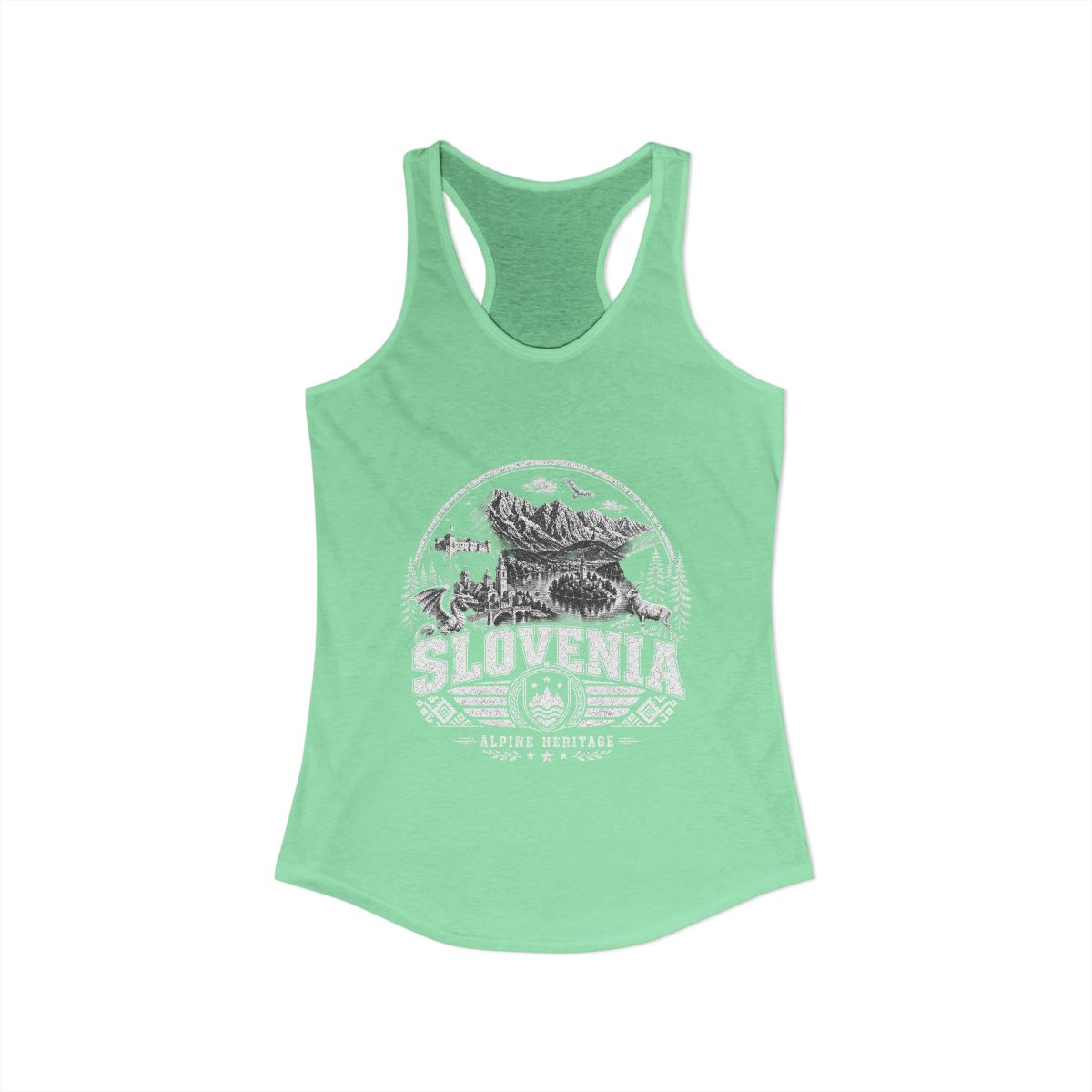 Slovenia vintage landmarks tank top — iconic landmark design | Nameshi Destinations (view 13)