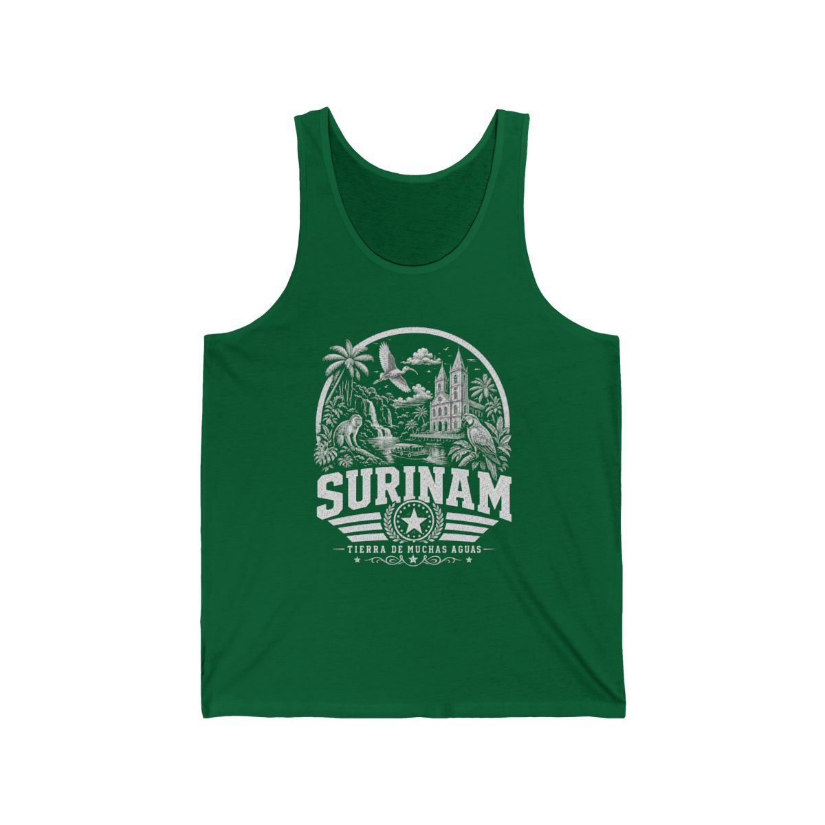 Surinam vintage landmarks men's tee — iconic landmark design | Nameshi Destinations (view 4)