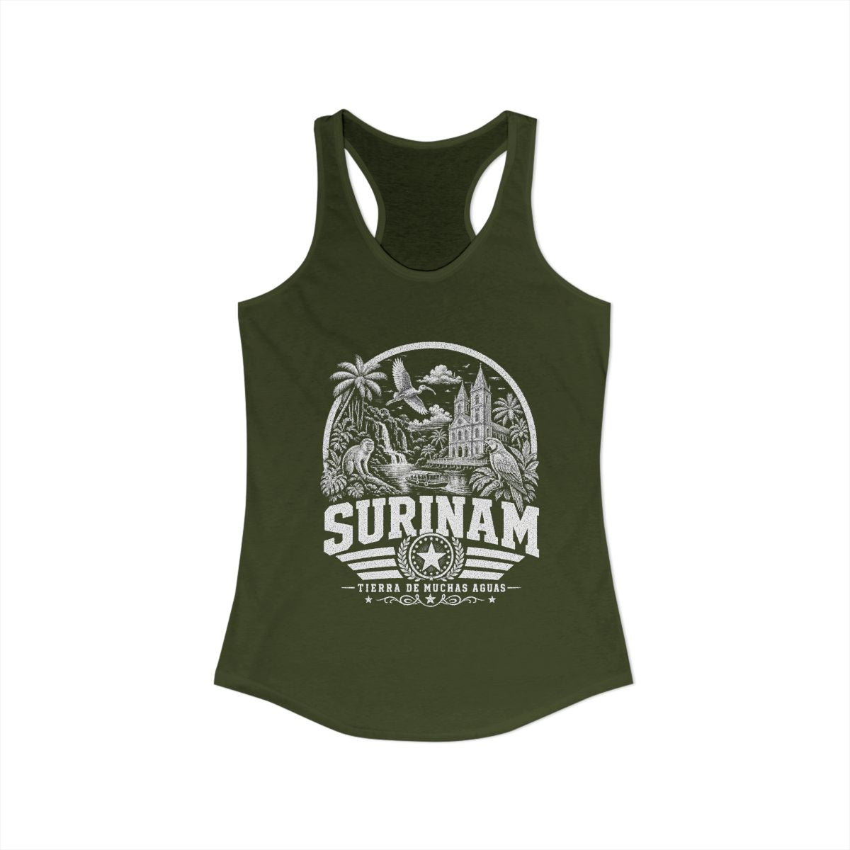 Surinam Women's Tank Top — Solid Military Green (front)