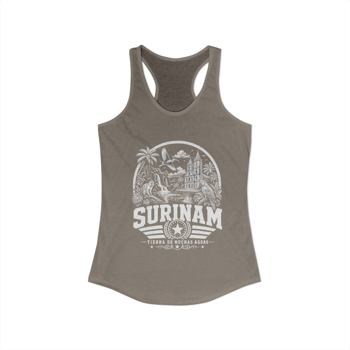 Surinam vintage landmarks tank top — iconic landmark design | Nameshi Destinations (view 4)