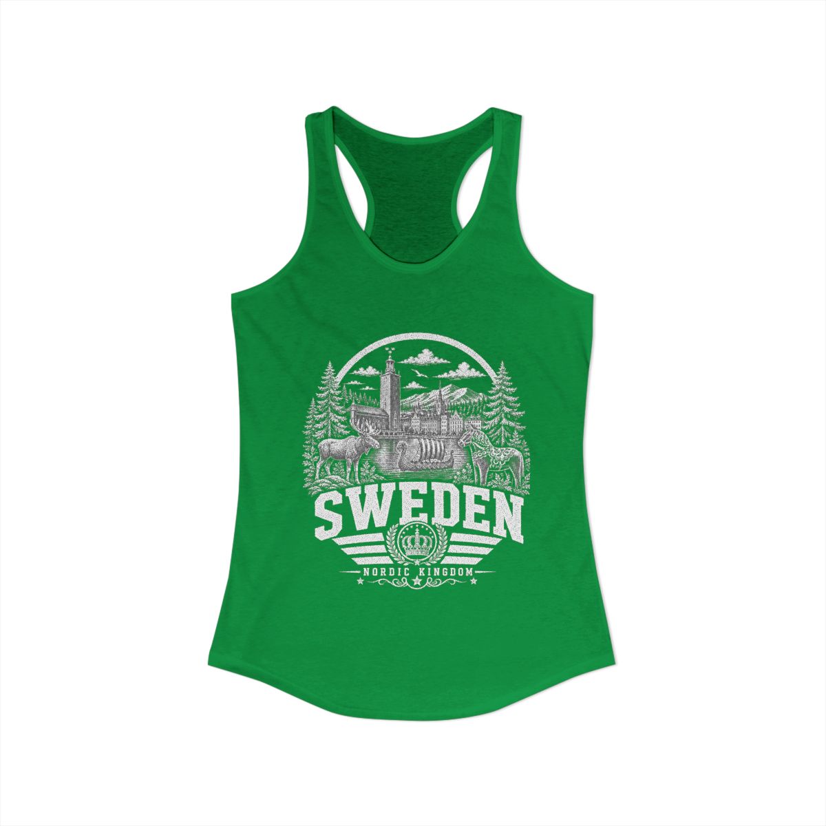 Sweden Women's Tank Top — Solid Kelly Green (front)