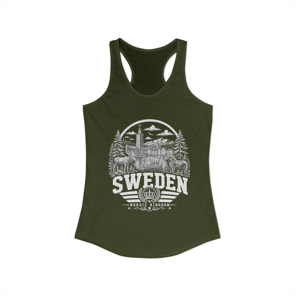 Sweden Women's Tank Top — Solid Military Green (front)