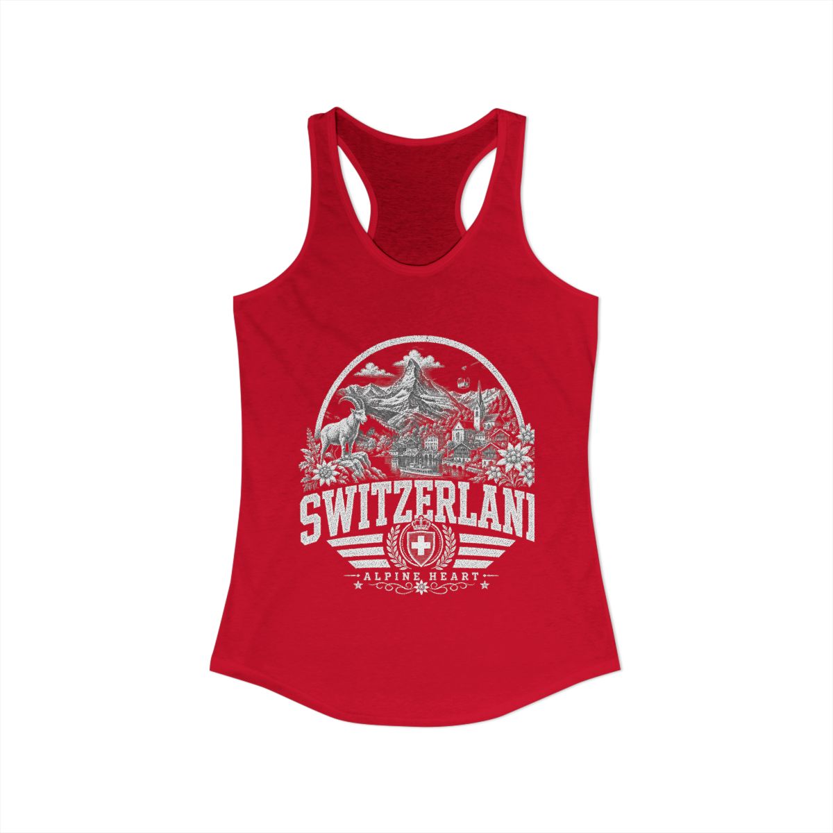 Switzerland Women's Tank Top — Solid Red (front)