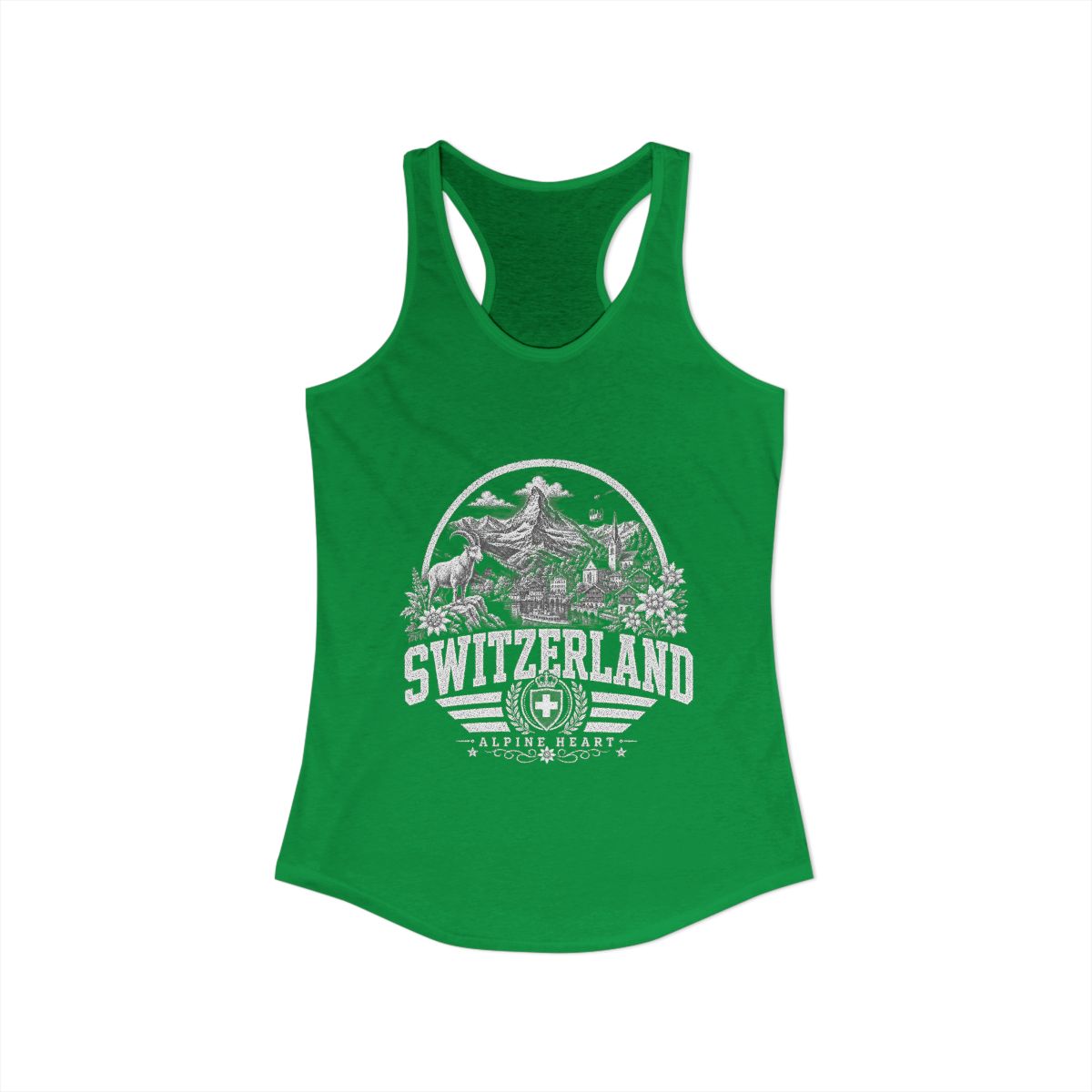Switzerland Women's Tank Top — Solid Kelly Green (front)