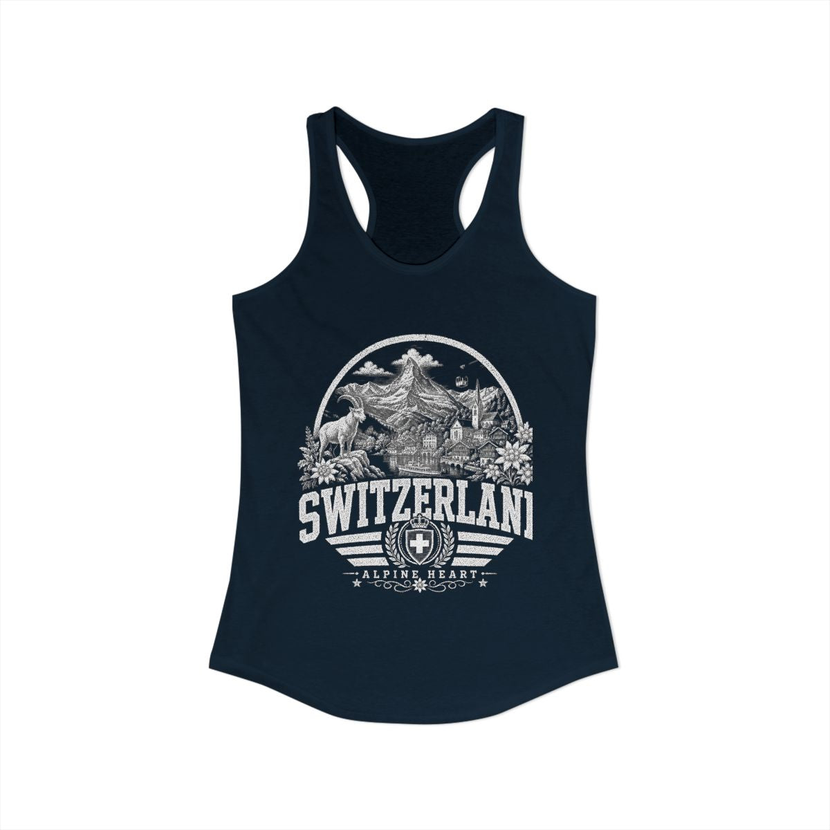 Switzerland Women's Tank Top — Solid Midnight Navy (front)