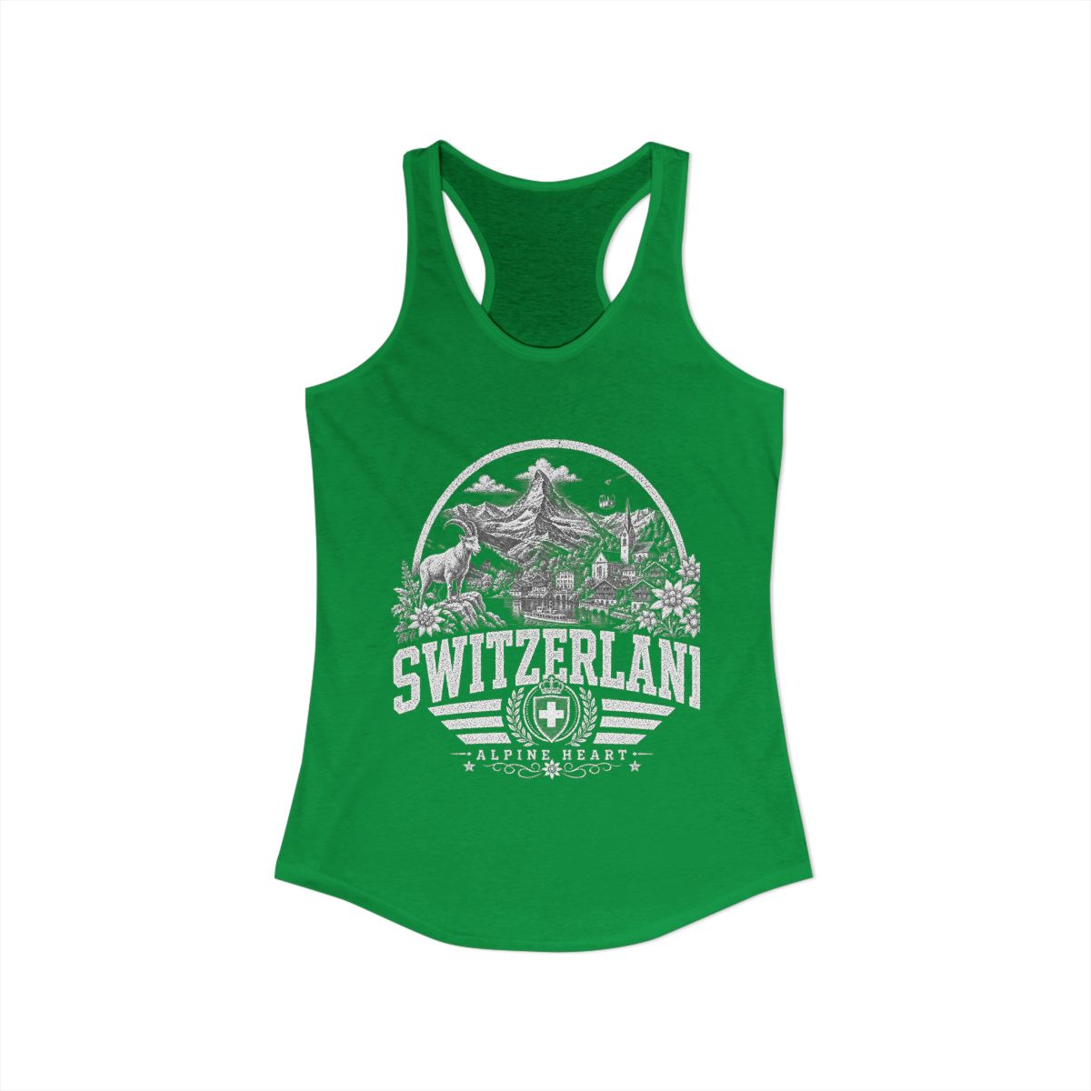Switzerland Women's Tank Top — Solid Kelly Green (front)