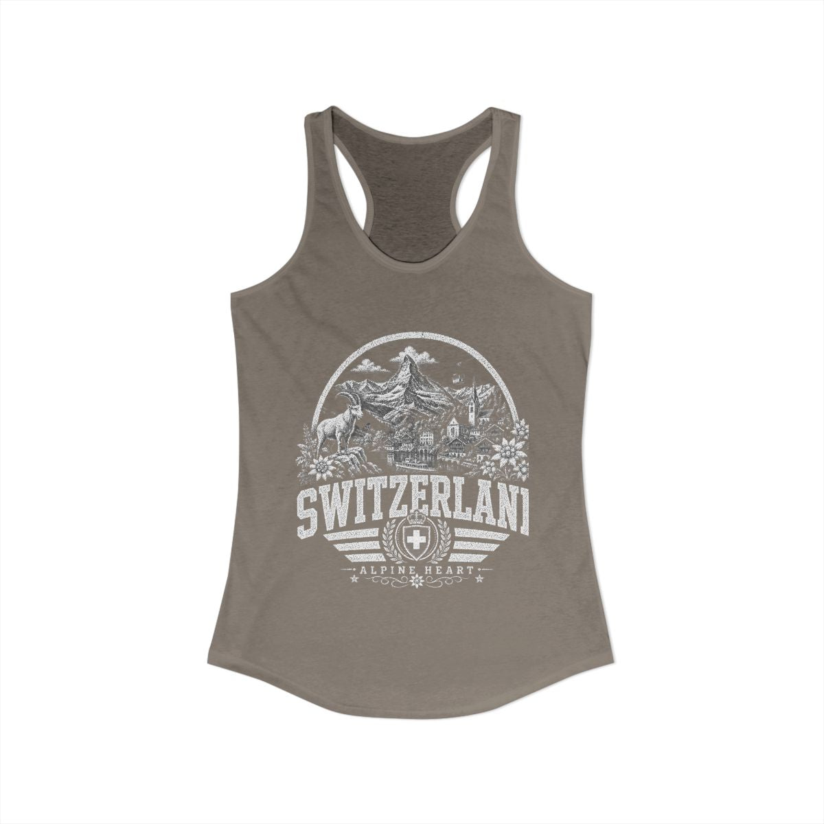 Switzerland Women's Tank Top — Solid Warm Gray (front)