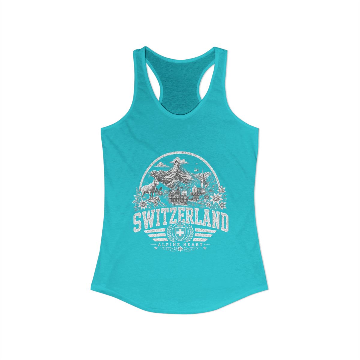 Switzerland Women's Tank Top — Solid Tahiti Blue (front)