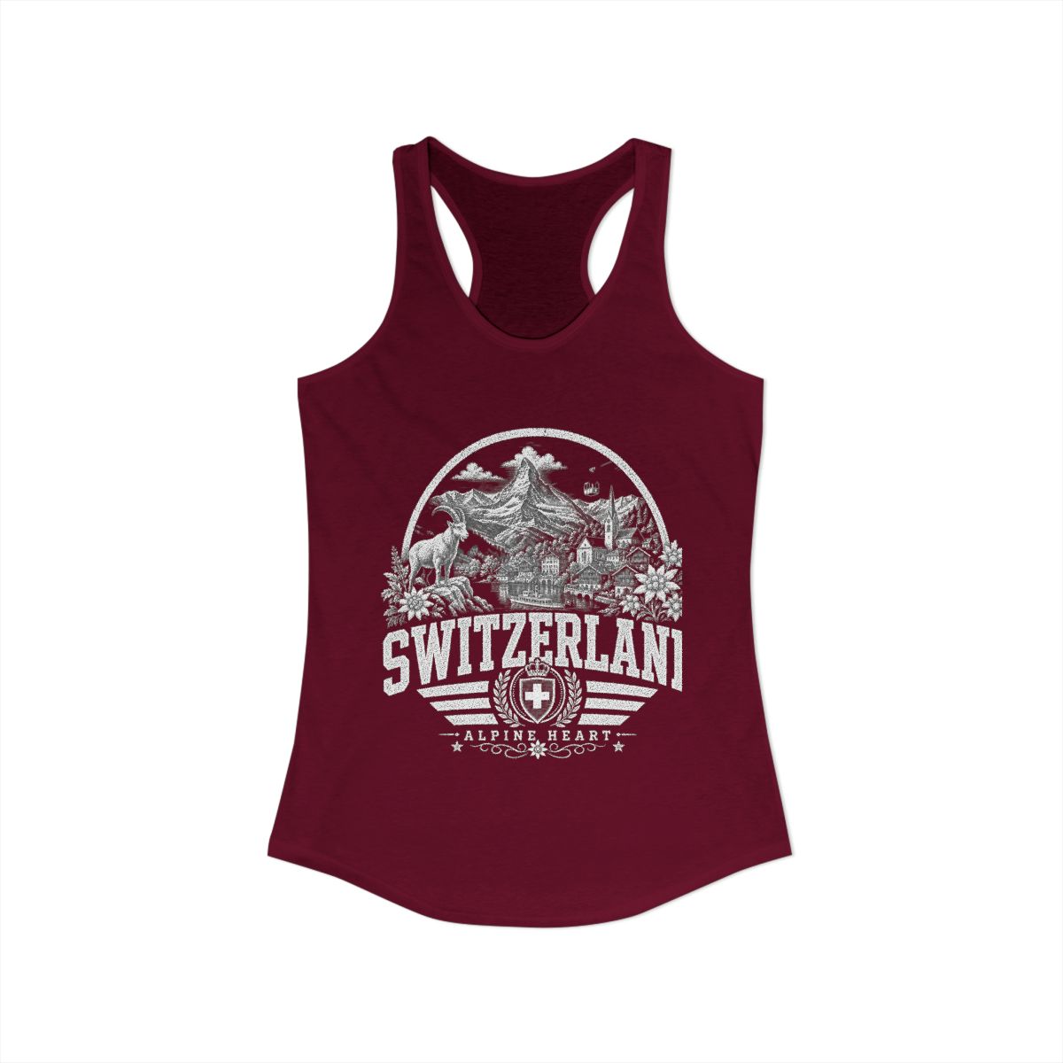 Switzerland Women's Tank Top — Solid Cardinal Red (front)