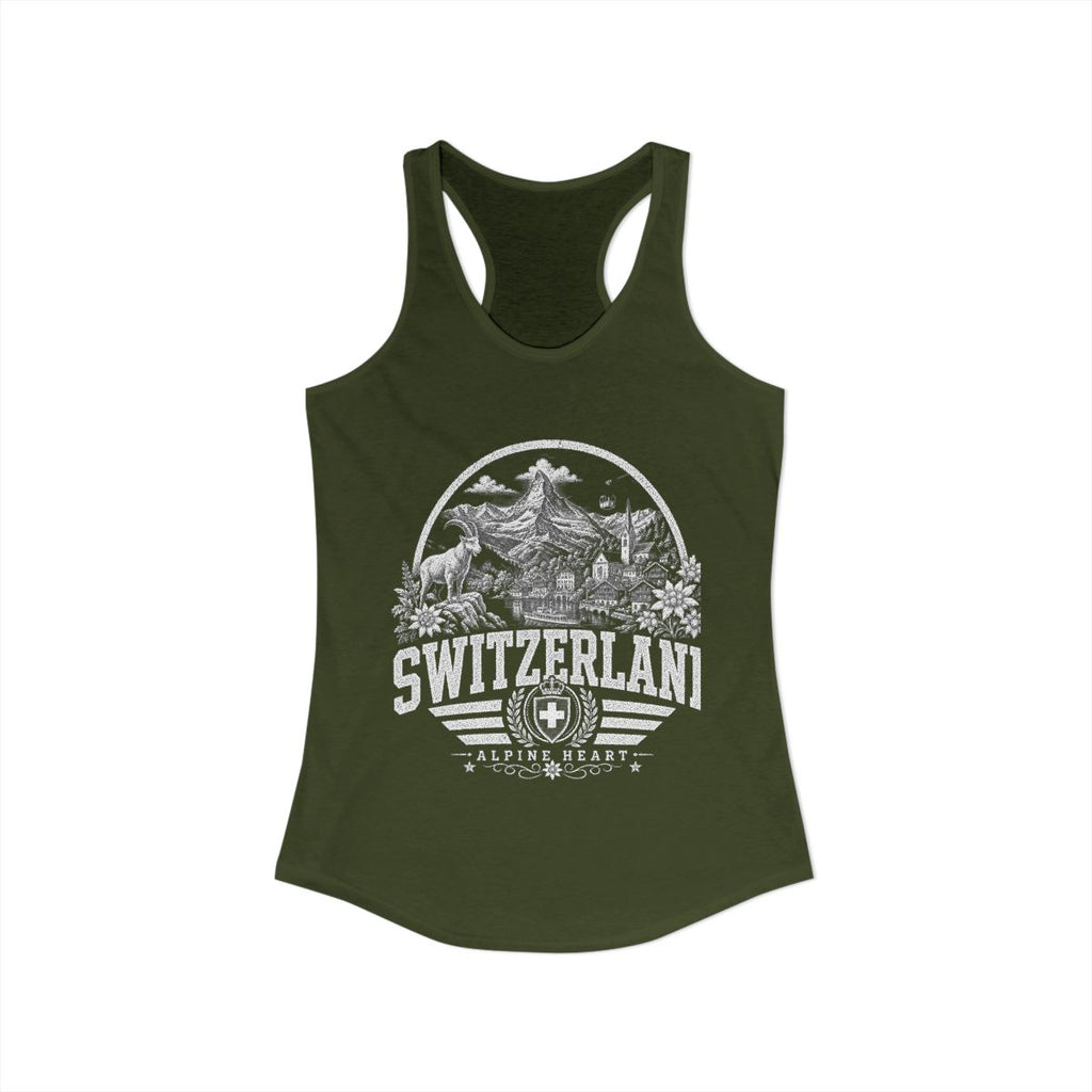 Switzerland Women's Tank Top — Solid Military Green (front)