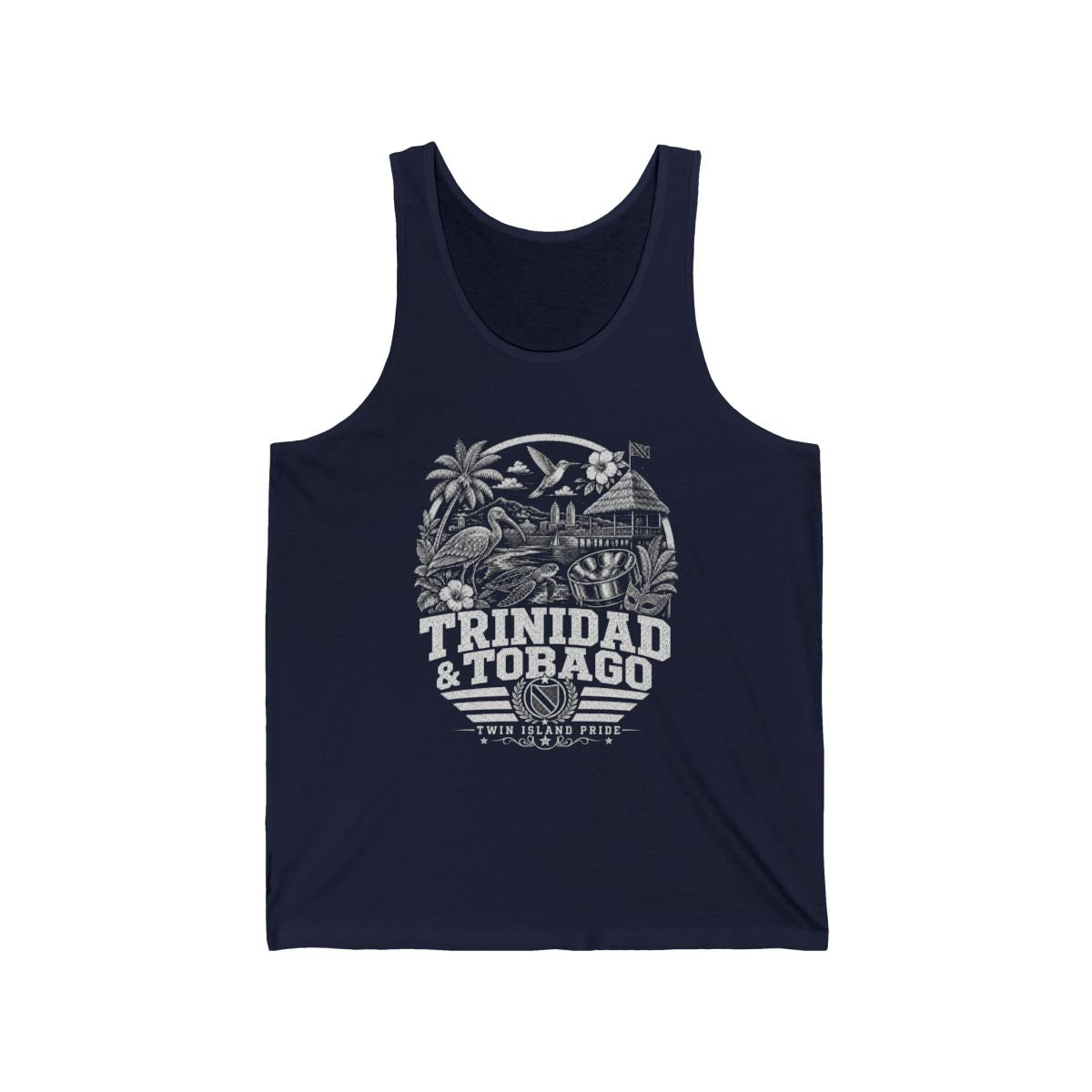 Trinidad y Tobago vintage landmarks men's tee — iconic landmark design | Nameshi Destinations (view 7)
