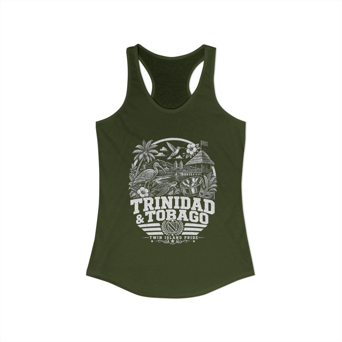 Trinidad y Tobago vintage landmarks tank top — iconic landmark design | Nameshi Destinations (view 5)