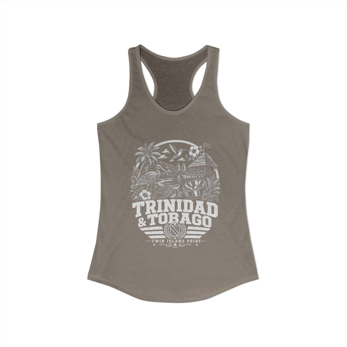 Trinidad y Tobago vintage landmarks tank top — iconic landmark design | Nameshi Destinations (view 4)