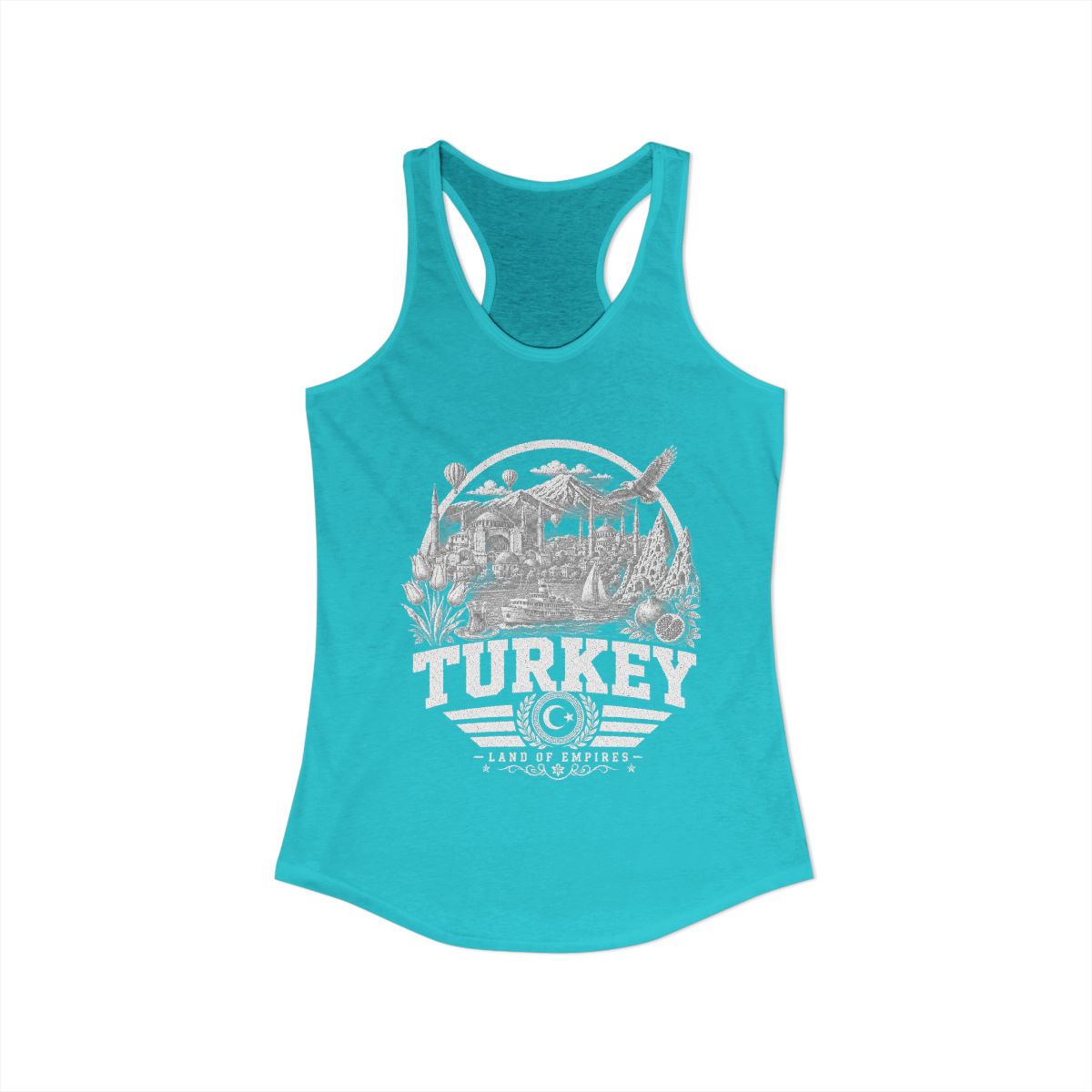 Turkey Women's Tank Top — Solid Tahiti Blue (front)