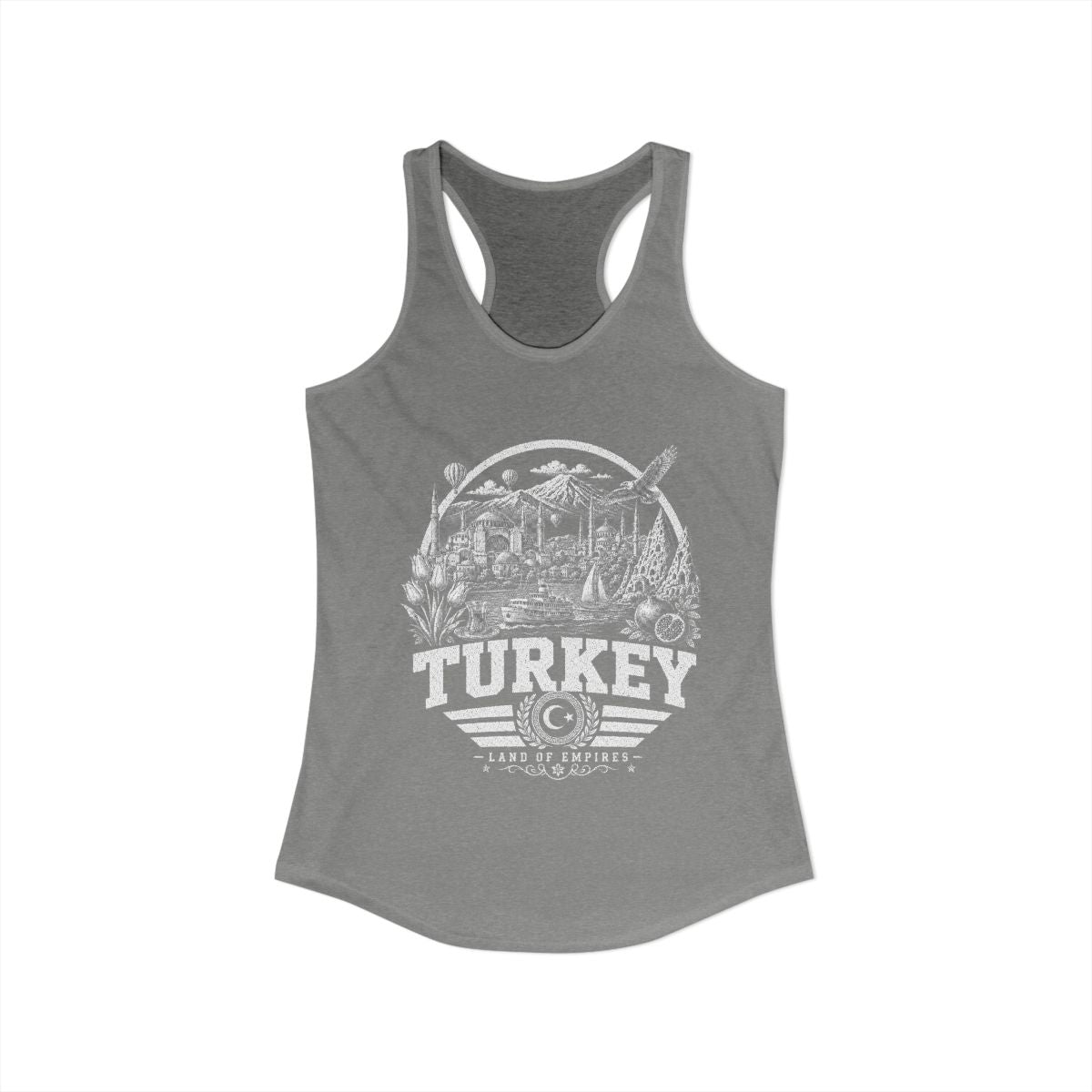 Turkey Women's Tank Top — Heather Grey (front)