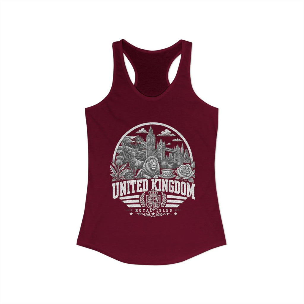 United Kingdom Women's Tank Top — Solid Cardinal Red (front)