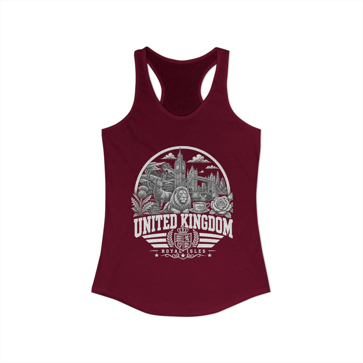 United Kingdom Women's Tank Top — Solid Cardinal Red (front)