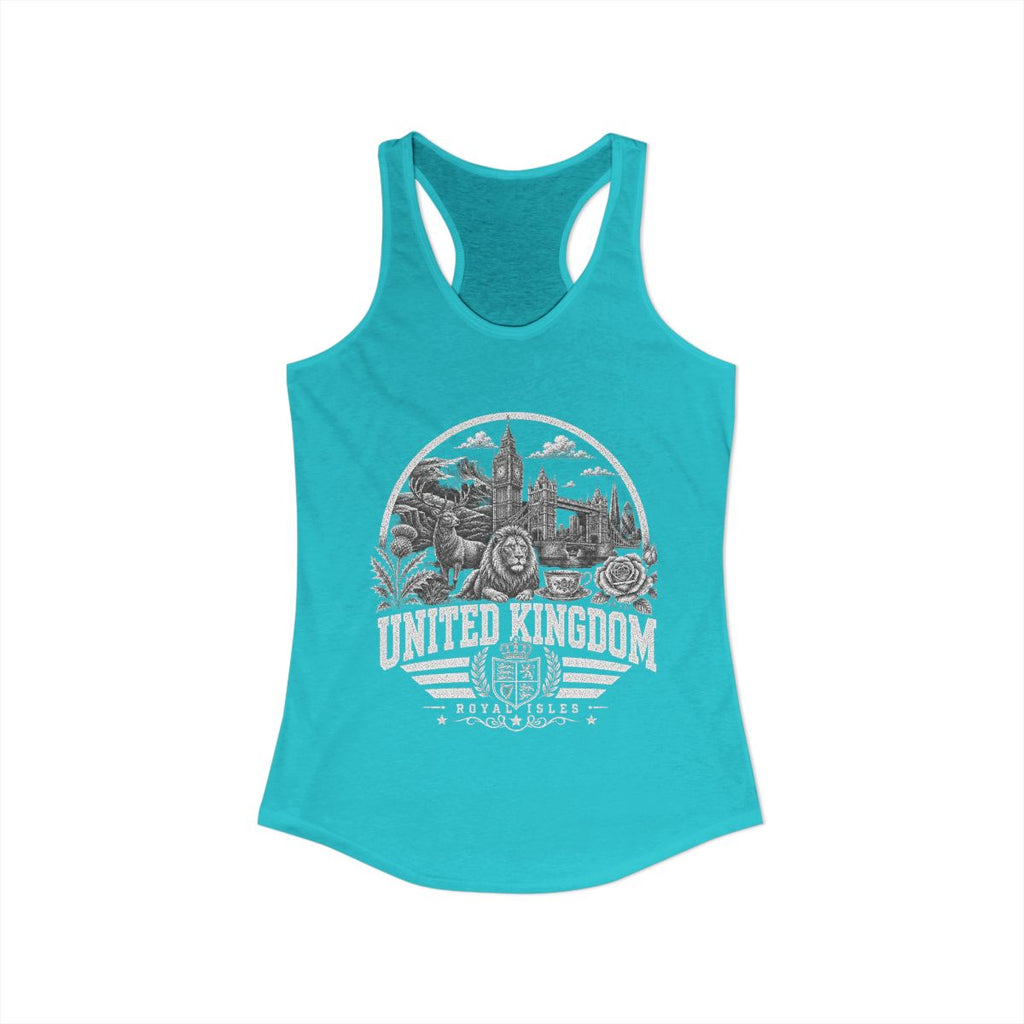 United Kingdom Women's Tank Top — Solid Tahiti Blue (front)