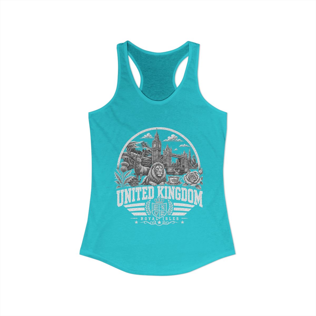 United Kingdom Women's Tank Top — Solid Tahiti Blue (front)