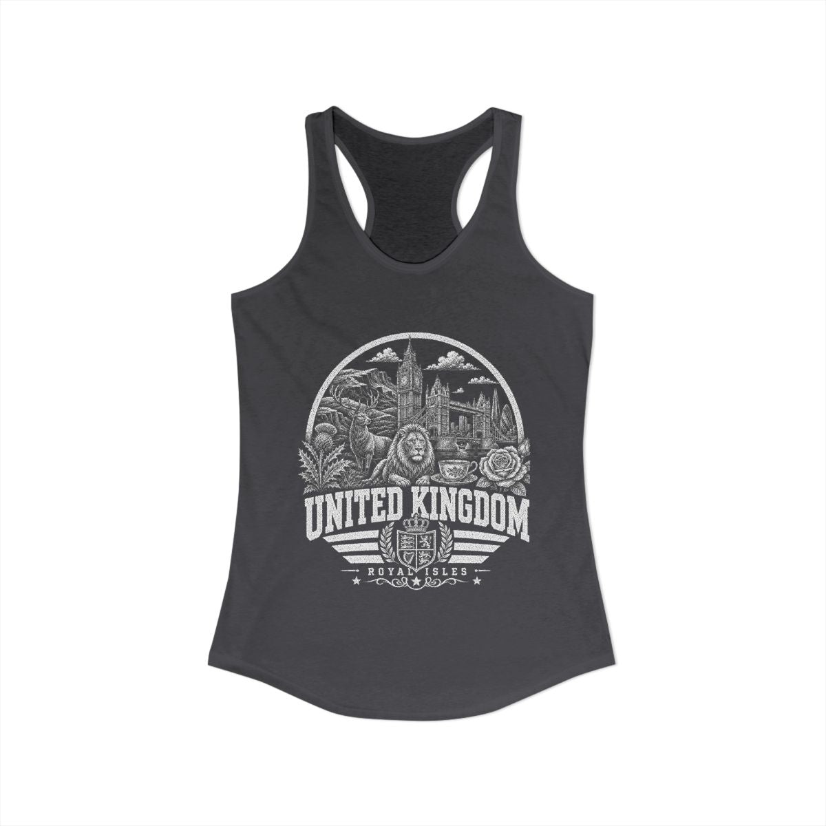 United Kingdom Women's Tank Top — Solid Dark Gray (front)