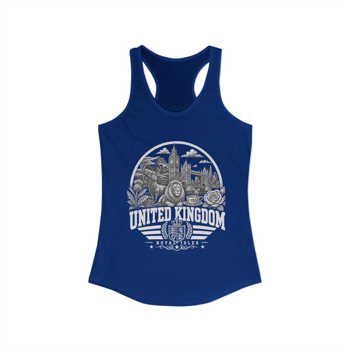 United Kingdom Women's Tank Top — Solid Royal (front)