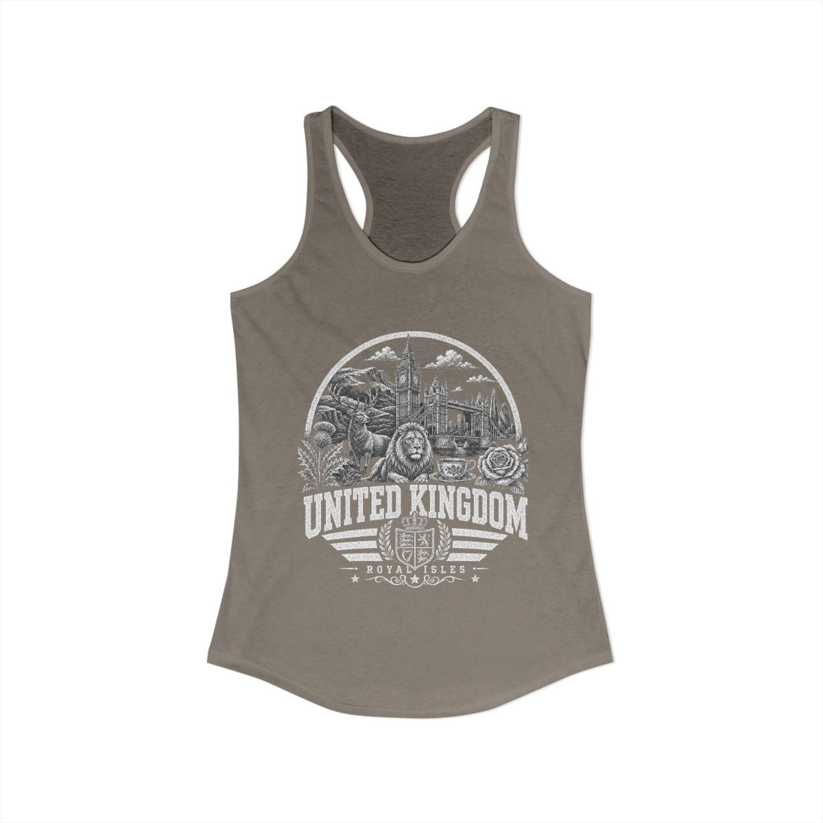 United Kingdom Women's Tank Top — Solid Warm Gray (front)