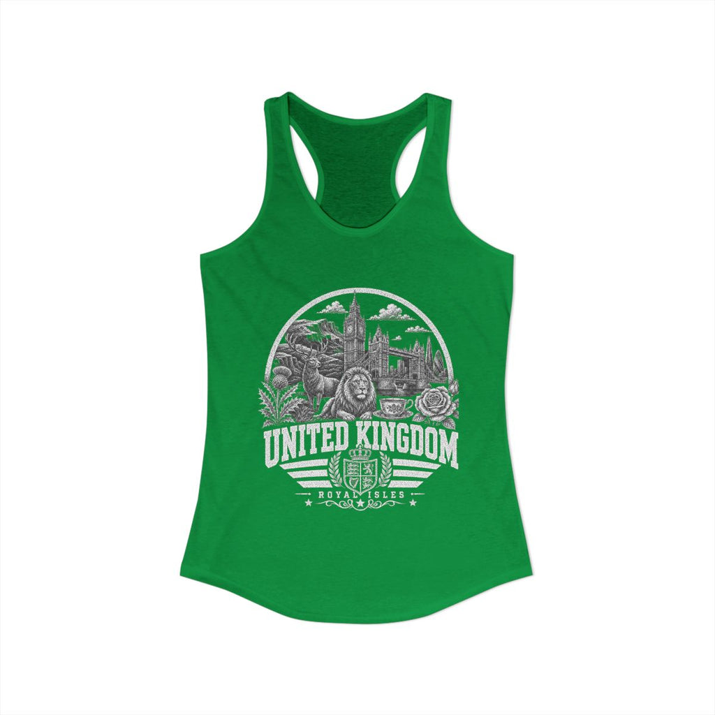 United Kingdom Women's Tank Top — Solid Kelly Green (front)