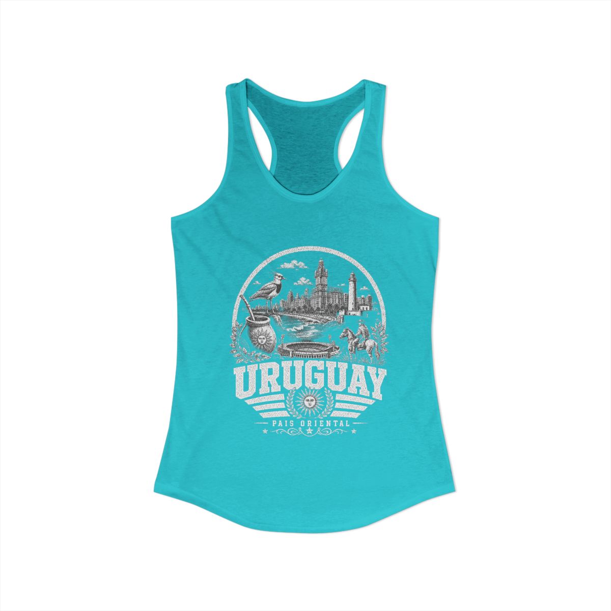 Uruguay vintage landmarks tank top — iconic landmark design | Nameshi Destinations (view 8)