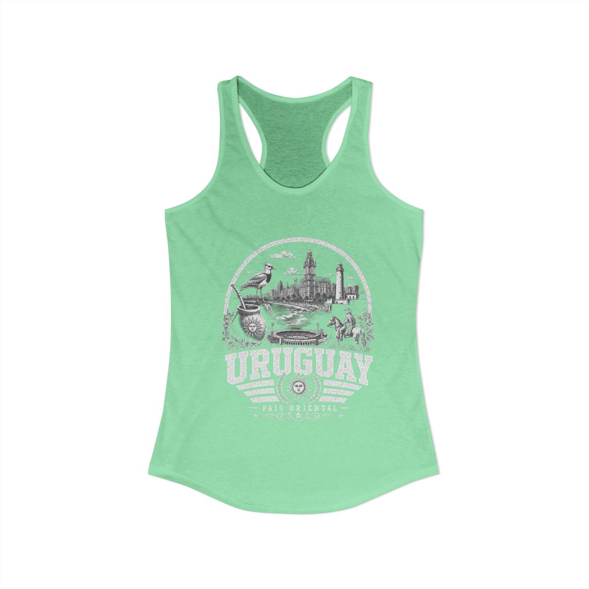 Uruguay vintage landmarks tank top — iconic landmark design | Nameshi Destinations (view 6)
