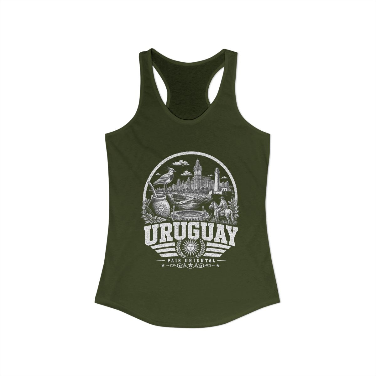Uruguay vintage landmarks tank top — iconic landmark design | Nameshi Destinations (view 5)