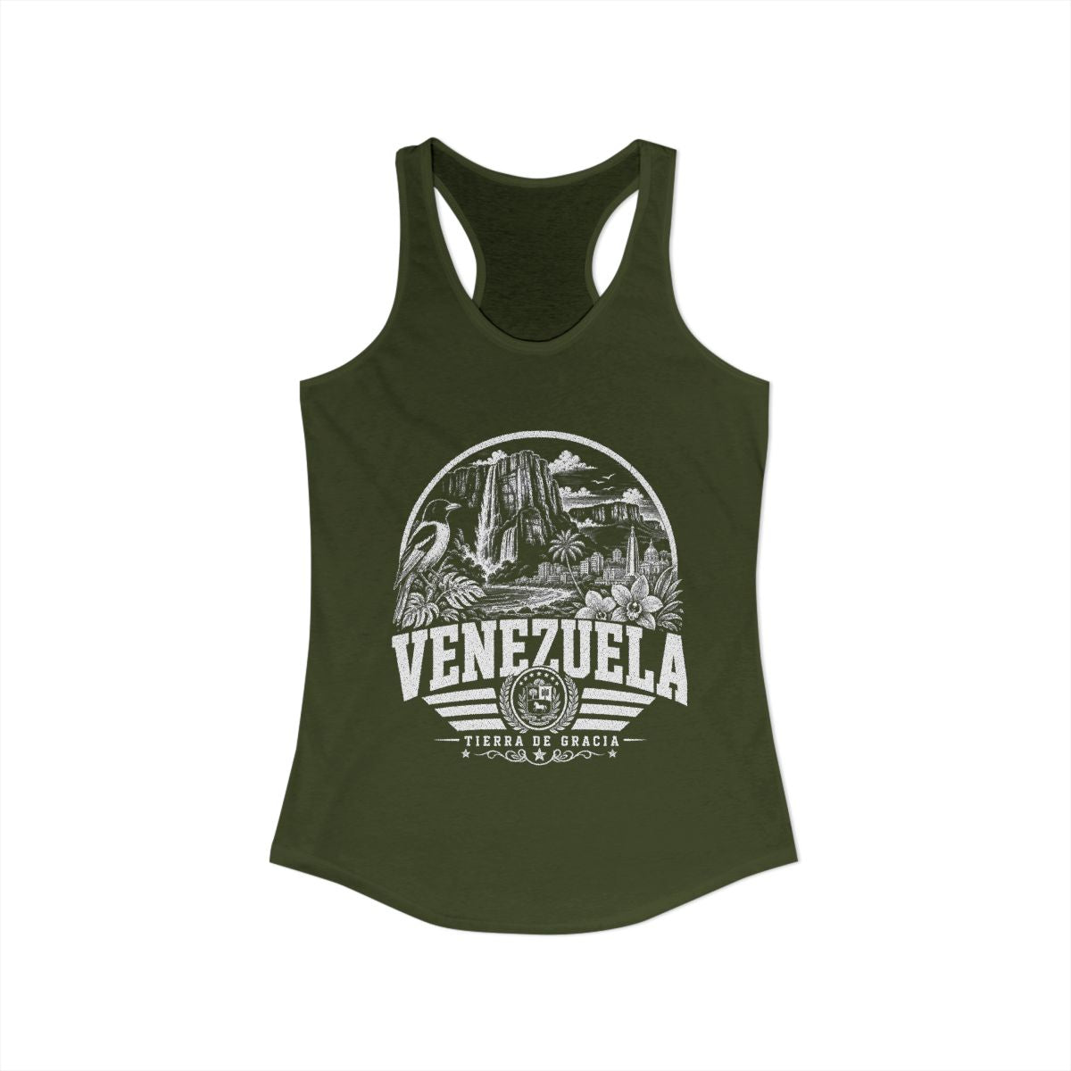 Venezuela Women's Tank Top — Solid Military Green (front)